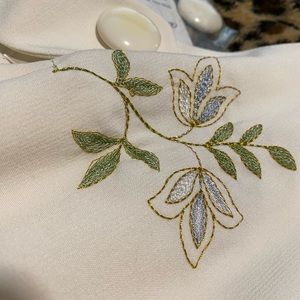 Bettie Page Cream White Embroidered Pinup Girl Clothing Button Dress Small NWT